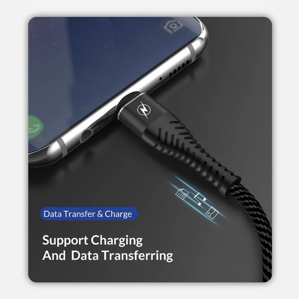 PINERGY Gold Metal Head Fast Charge and Data Transfer Cable Compatible with iPh (1M)