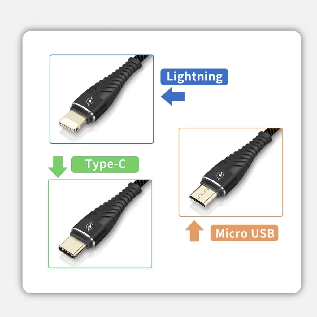 PINERGY Gold Metal Head Fast Charge and Data Transfer Cable Compatible with iPh (1M)