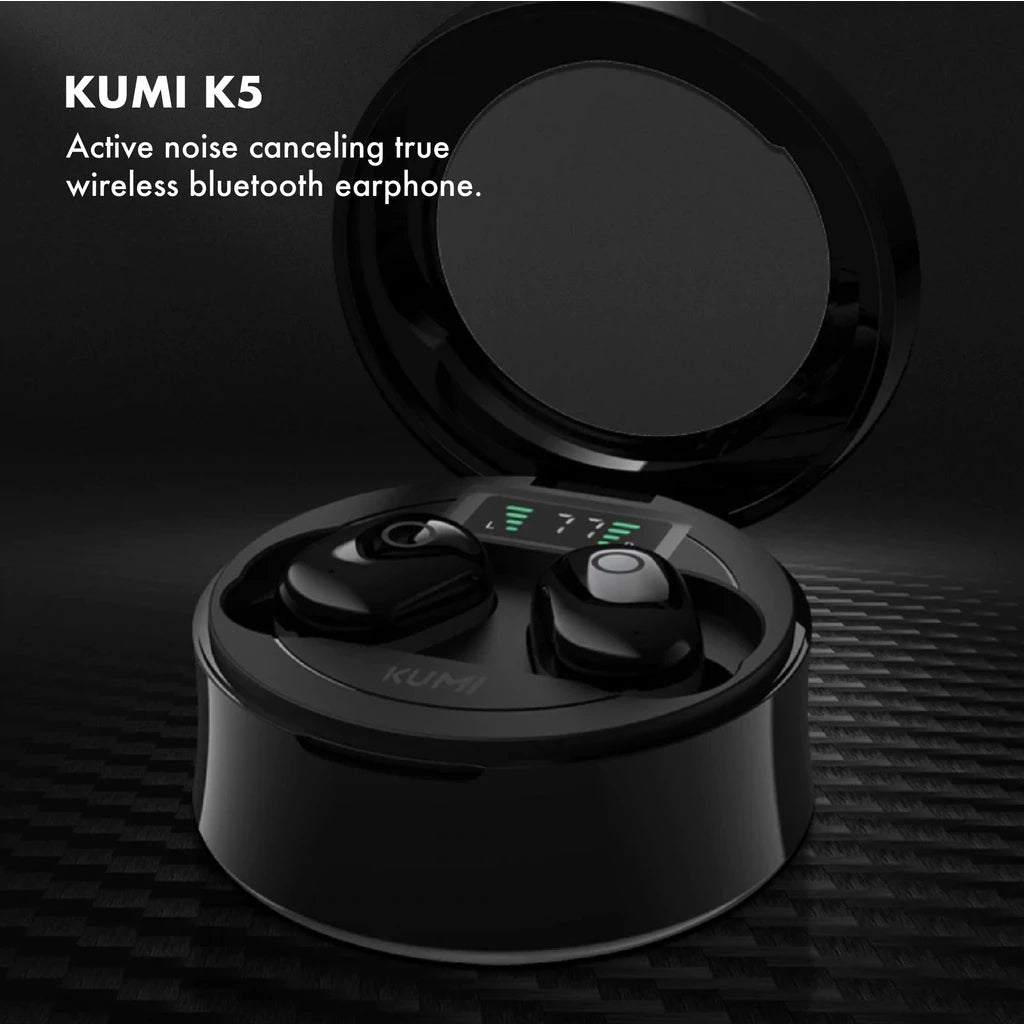 KUMI K5 Active Noise Canceling True Wireless Bluetooth Earphone With Mic Handsfree Sports Earbuds