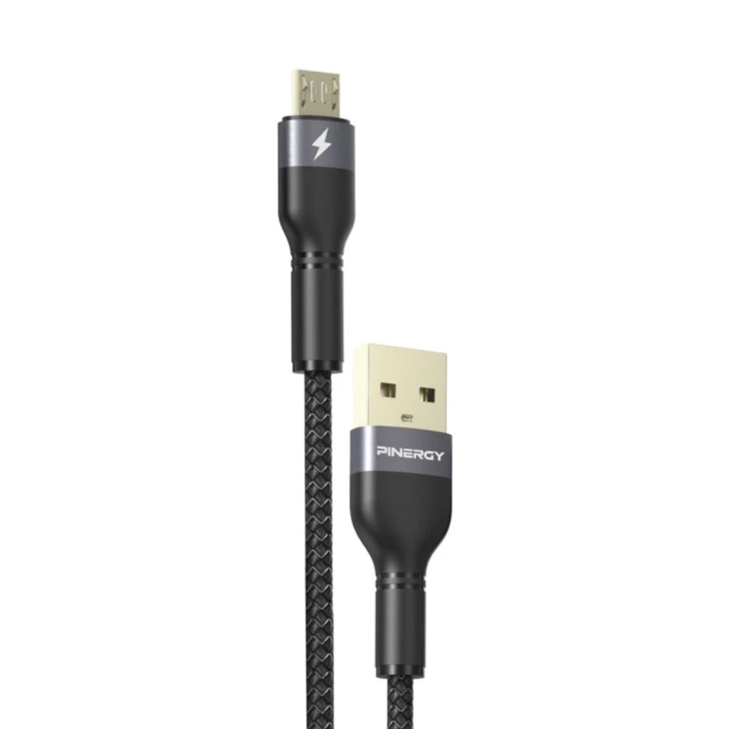 PINERGY Gold Metal Head Fast Charge and Data Cable Compatible with iPh (30cm)
