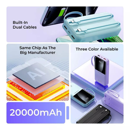 CCC [New Arrival] Pineng PN-798PD 22.5W Fast Charge Powerbank Built-in Cables (20KmAh)