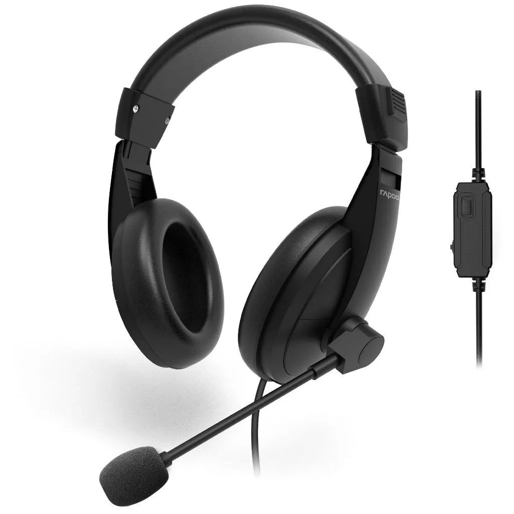 RAPOO H150S 3.5MM USB WIRED STEREO HEADSET / Headset Wired 1.2 Meter Semi-in-ear Earphones HD Quality Music